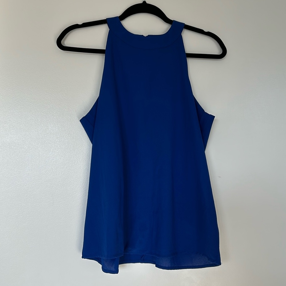 Paper Crane Royal Blue High Neck Sleeveless Blouse, Medium NWOT